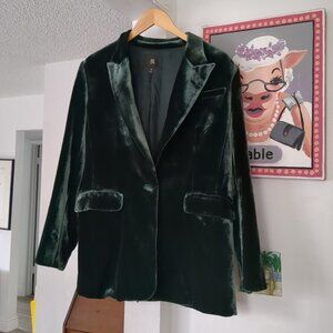Banana Republic Green Velvet Silk Blend Blazer size 10